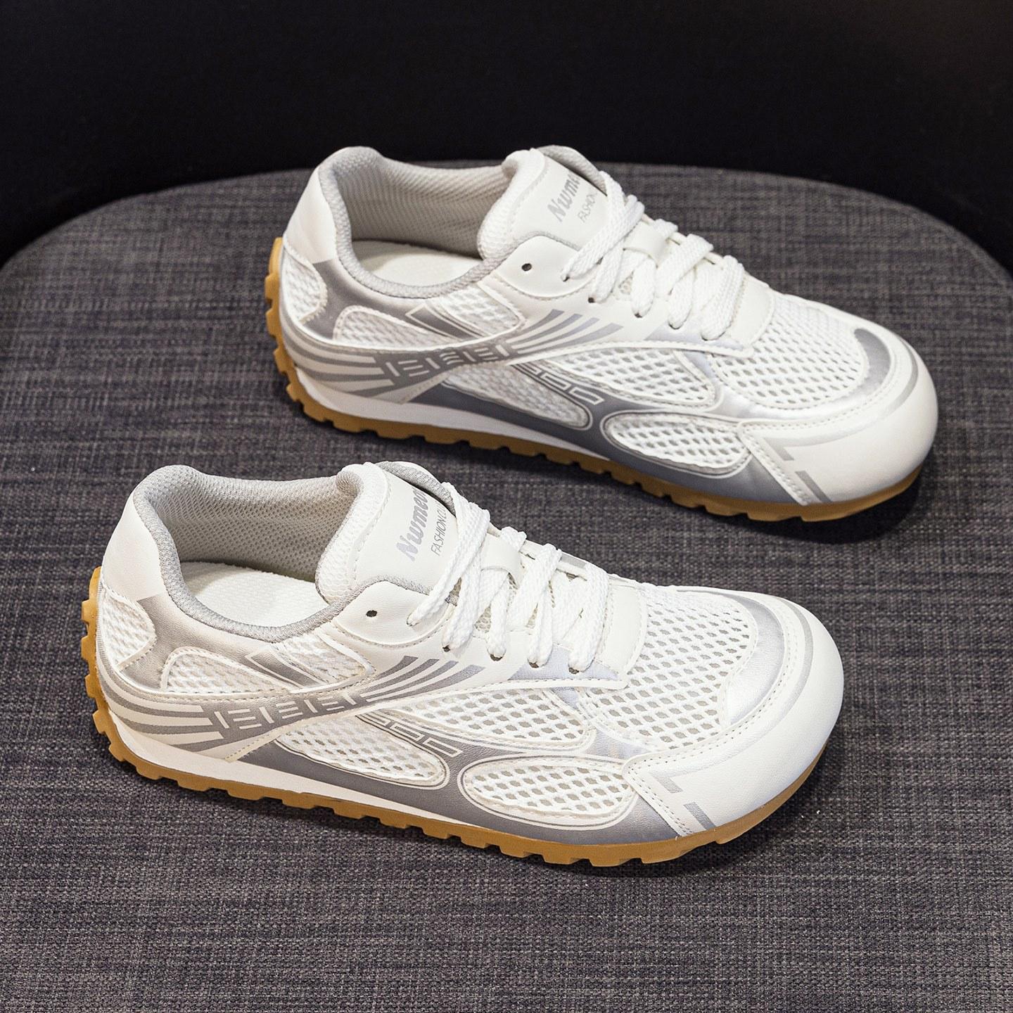 

Autumn new leather retro platform casual sports women s shoes versatile waffle 35 белый