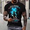 Camiseta Minimalista de Cruz de Fe para Hombre Manga Corta Casual para el Uso Diario