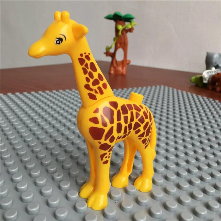 Large Building Block Set Zoo Animal Dinosaur Marine Creature Scale Modeling Horse Dog Cat Fish Compatible with Duplo Block Bricks