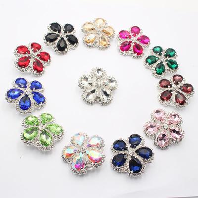 LKERAN 5-piece 37mm Handle Sewing Flower Shaped Diamond Button Clothing DIY Wedding Metal Handicraft Decoration Accessories