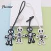 Gothic Skeleton Hanging Ornament Halloween Faux Leather Decoration, Black White Decoration Ornament, Double-sided Decor Pendant Dark Style