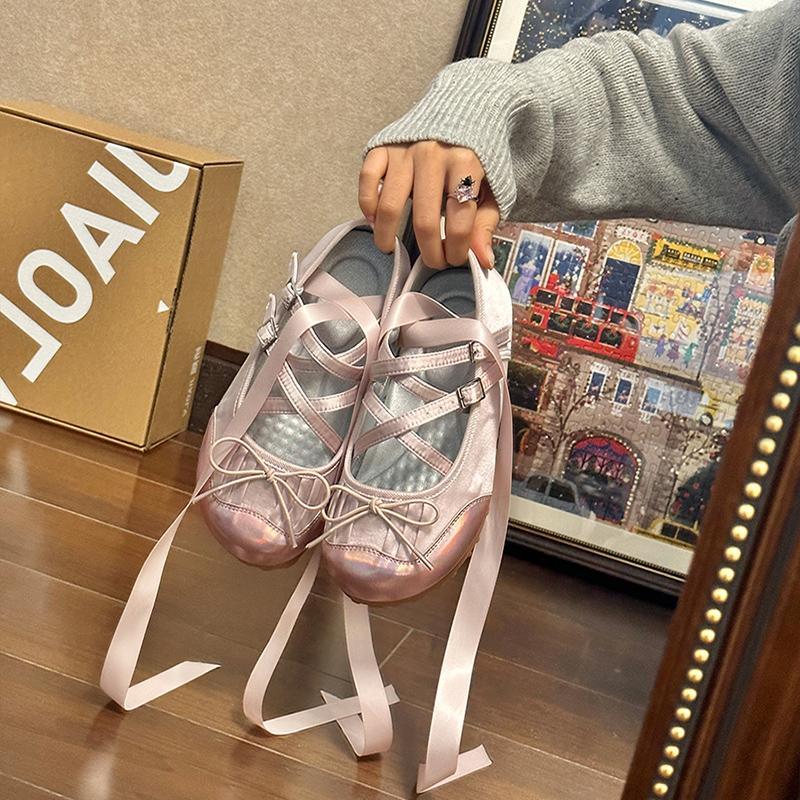 Spring Cross Strap Women Ballet Flats Fashion Elegant Round Toe Shoes Ladies Comfort Street Style Soft Sole Ballerinas Shoes