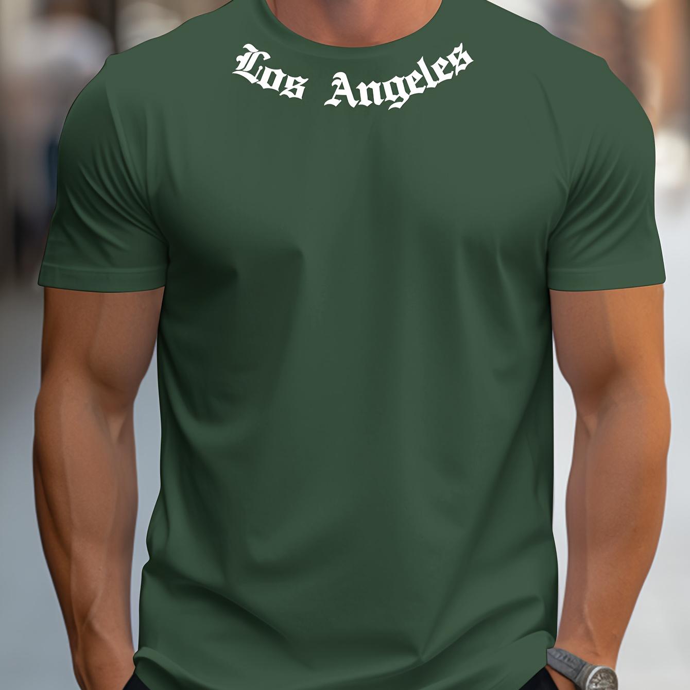 

Хлопок Мужская летняя свободная футболка свободного кроя из 100% хлопка Los Angeles с графическим принтом, облегающая, повседневная, спортивная, с круглым вырезом и короткими рукавами XXL