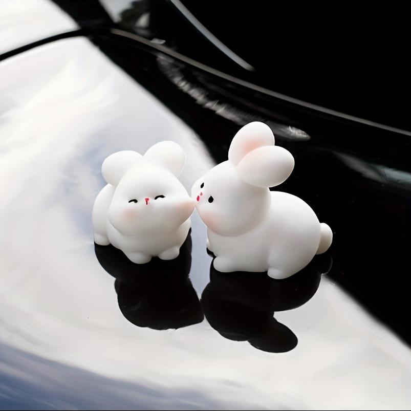 2pcs Couple Animal Light Kiss Car Ornament Add Love Atmosphere, Rearview Mirror Decoration Ornament Easter Bunny
