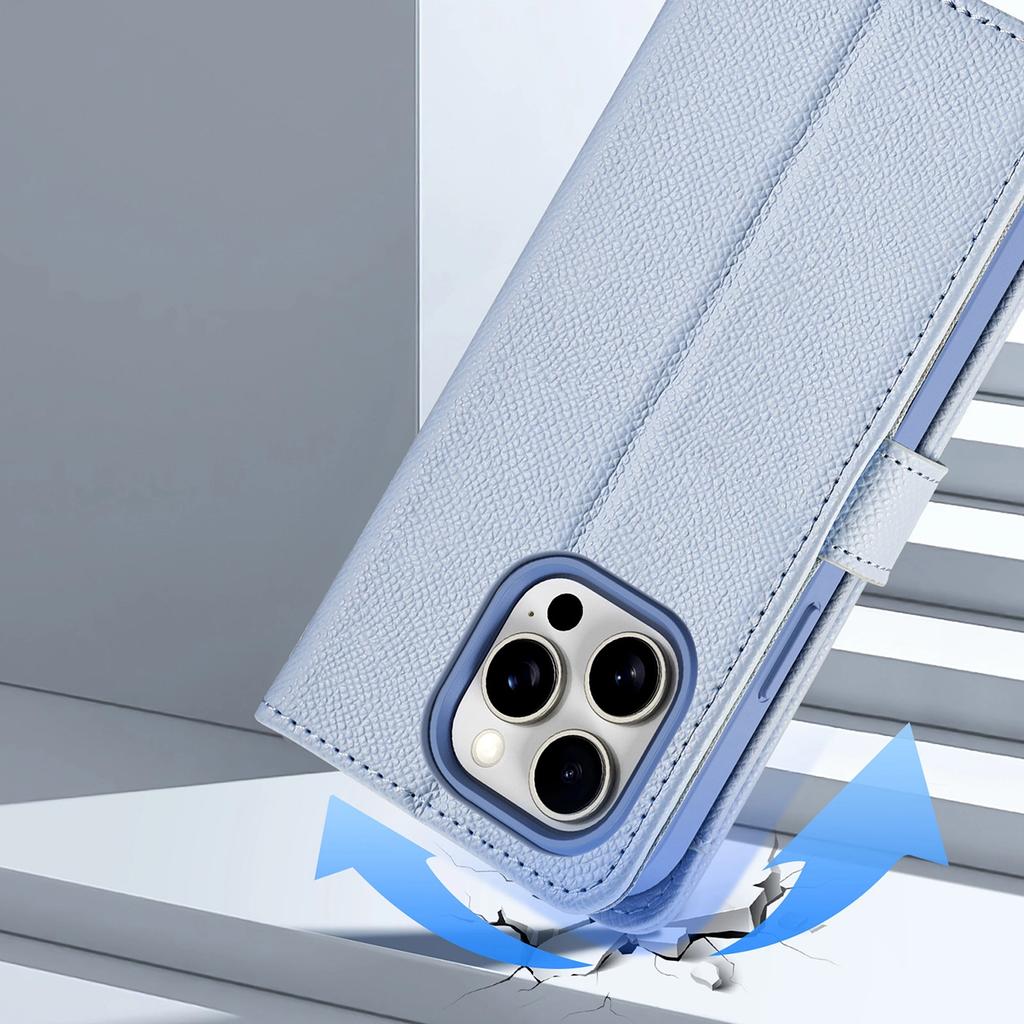 Etui Skórzane Dux Ducis Lawa Na iPhone 15 Pro - Niebieskie