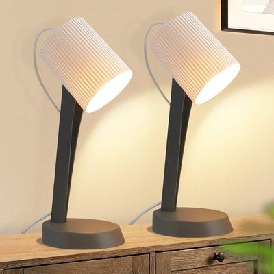 Table Lamp - NETTLIFE - Set of 2 E14 Lamps - Dark Gray Metal - 37.4 Cm - Scandinavian Style