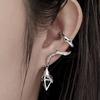 Punk Hip Hop Unique Fox Fake Piercing Metal Ear Clips Black Zircon Cone Non-Piercing Ear Cuff for Women Jewellery Christmas Gift