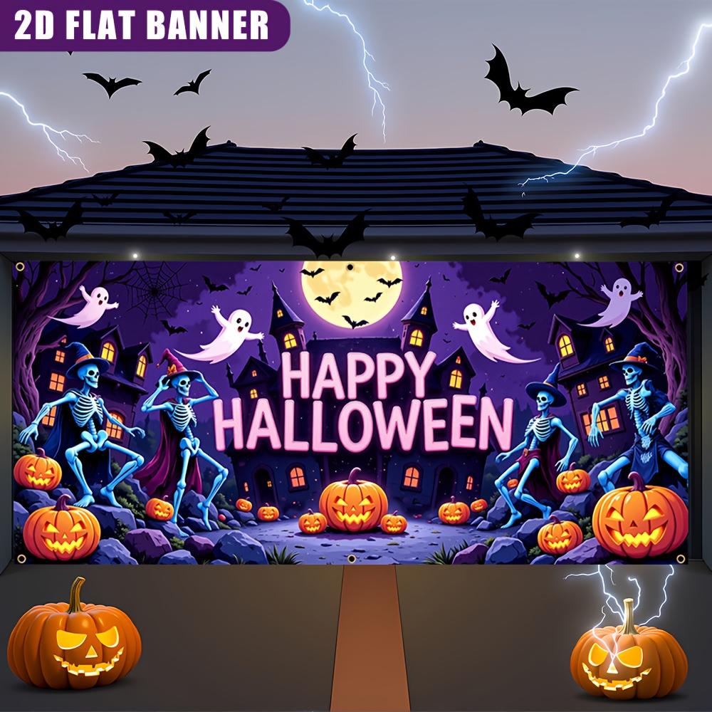 2D flat banner - 1 piece of Halloween magic skull garage horizontal decorationzyc