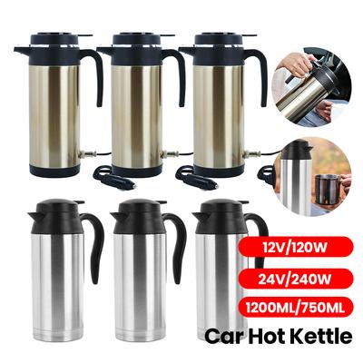 1200 ML Car Hot Kettle Stainless Steel Kettle 120/240 W 12/24 V Auto Shut Off Fast Boiling for Coffee Tea Drinks for Travel Home