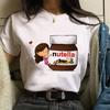 Najnowsze Urocze Damskie Koszulki z Nadrukiem Nutella Harajuku Koszulki z Nadrukiem Kreskówkowym Damskie Krótki Rękaw Okrągły Dekolt Topy Koszulki Zabawna Koszulka