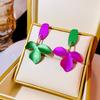 2024 Sommertrend Grüne Rosenfarbe Blumenohrringe für Damen Persönlichkeit Pflanze Übertriebene Blumen-Hängeohrringe Modeschmuck