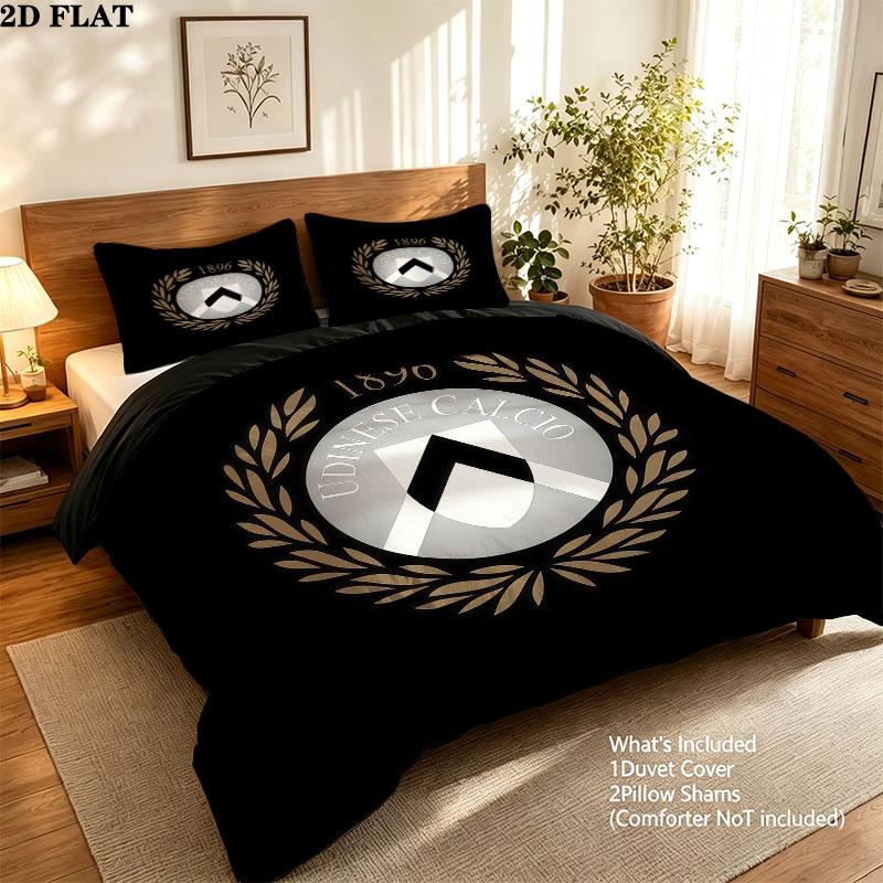 Set Copripiumino Trapuntato Udinese Calcio Federe Decorazione Casa Regalo di Compleanno (1 * copripiumino + 2 * federa, senza nucleo)