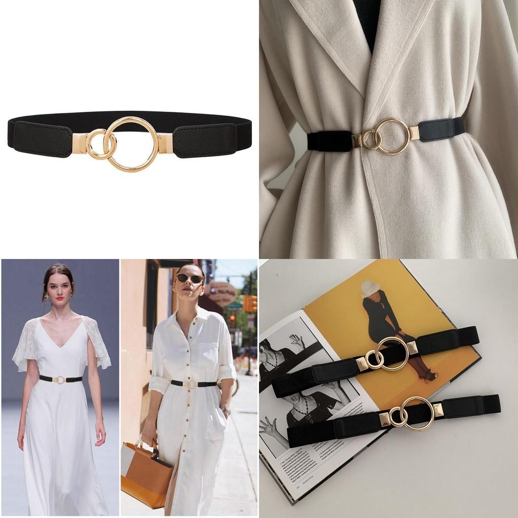 Classic Faux Leather Stretch Waist Belt With Alloy Hook For Women Daily Wear
