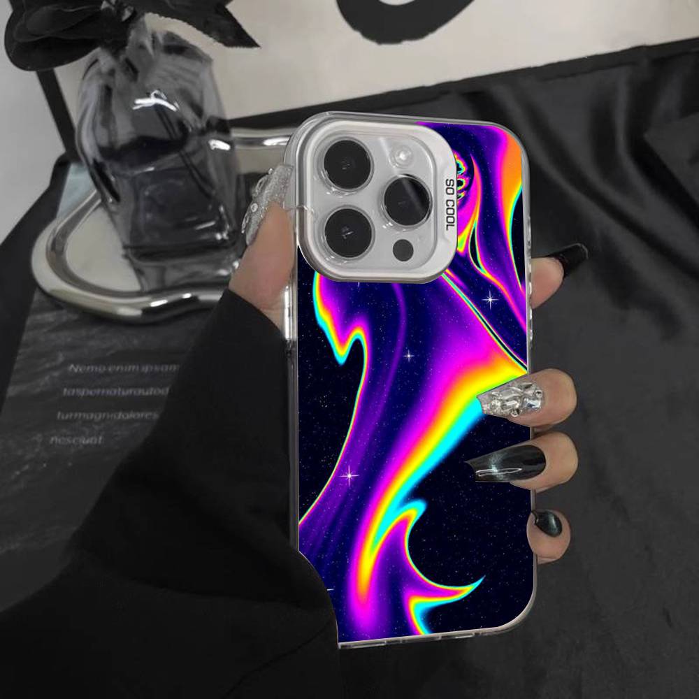 

Psychedelic trippy Holographic Phone Case For iPhone 17,16,15,14,13,12,11Pro,XS,Max,Plus,Mini White Candy Matte Shockproof Cover iPhone17Promax