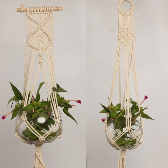 Handgewebte Hanfseilpflanzen Blumentopf Hängekorbhalter Netz Gartendeko