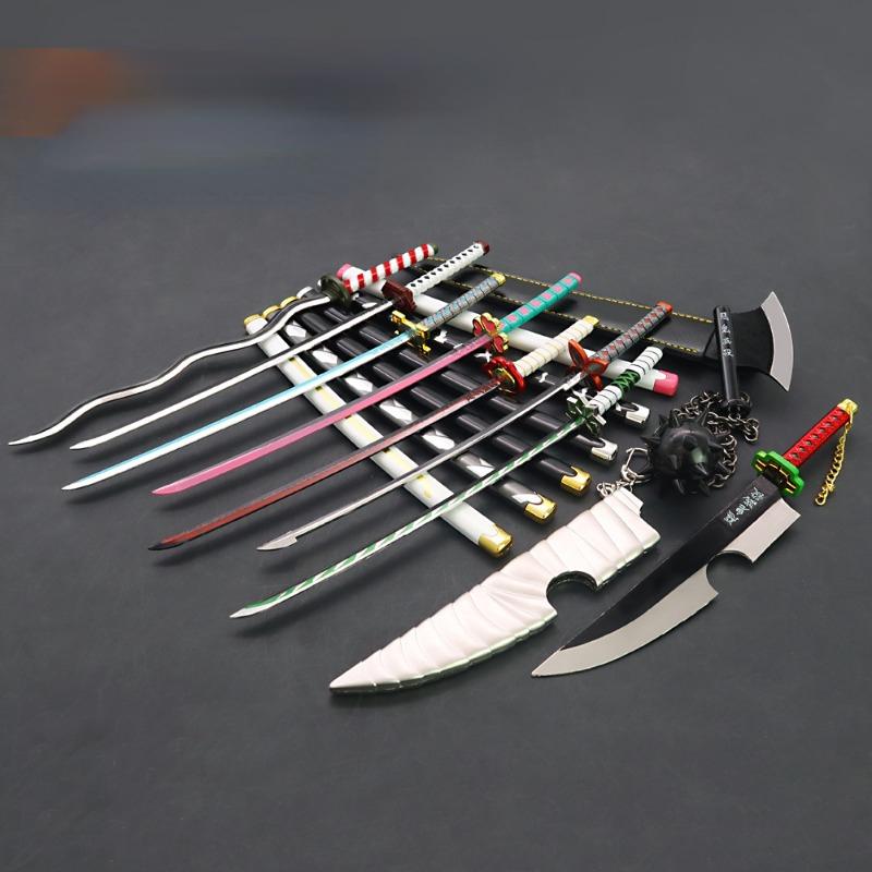 25cm Demon Slayer Metal Katana Ainme Japanese Katana Tanjirou Sword Kimetsu No Yaiba Iron Knife Ninja Samurai Sabre Kid Toy Gift
