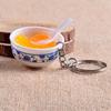 Key rings simulation chinese food blue and white porcelain bowling keychain car keyrings LS
