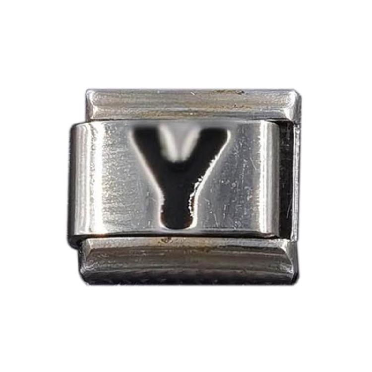 Italian Jewelry Charm Link Vintage Square Letter Beads Stainless Steel Material