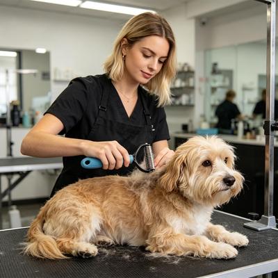 Dog Rake Brush Double Sided Shedding Grooming Tool Dog Undercoat Brush for Pets Cats Indoor Outdoor Home Salon Bath Time