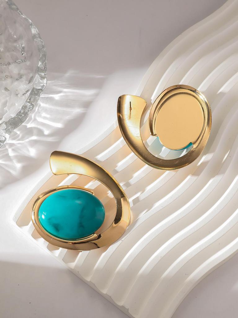 Turquoise Trendy Statement Earrings: Unique Summer Design for a Bold Look.