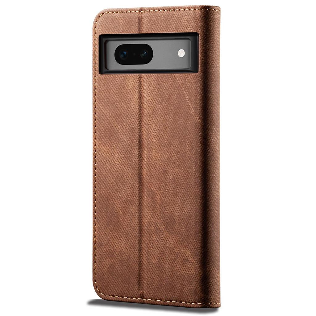 For Google Pixel 8a Case Jeans Cloth Texture Leather Phone Cover with Cash Card Holder