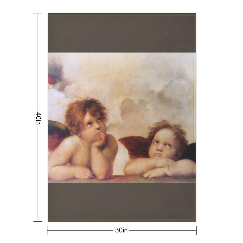 Raffaello - Madona Sistina Angels Throw Blanket Picnic Blankets For Sofas Retros Furry Blankets