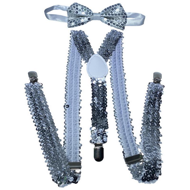 Ensemble classique de bretelles et nœud papillon, bretelles élastiques réglables en Y de 2,5 cm de large avec 3 clips, nœud papillon tissé pré-noué de 12 cm, taille unique pour hommes et femmes