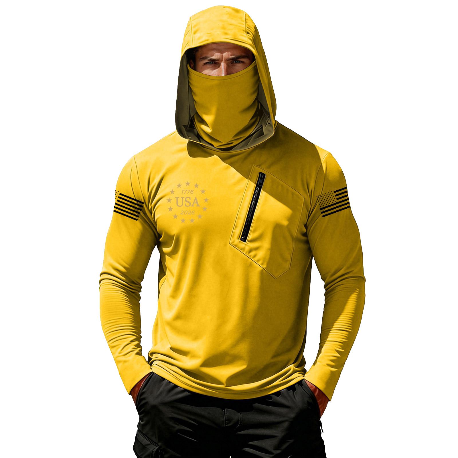 

Men s Casual Hooded Long Sleeve Sunscreen Top XL жовтий