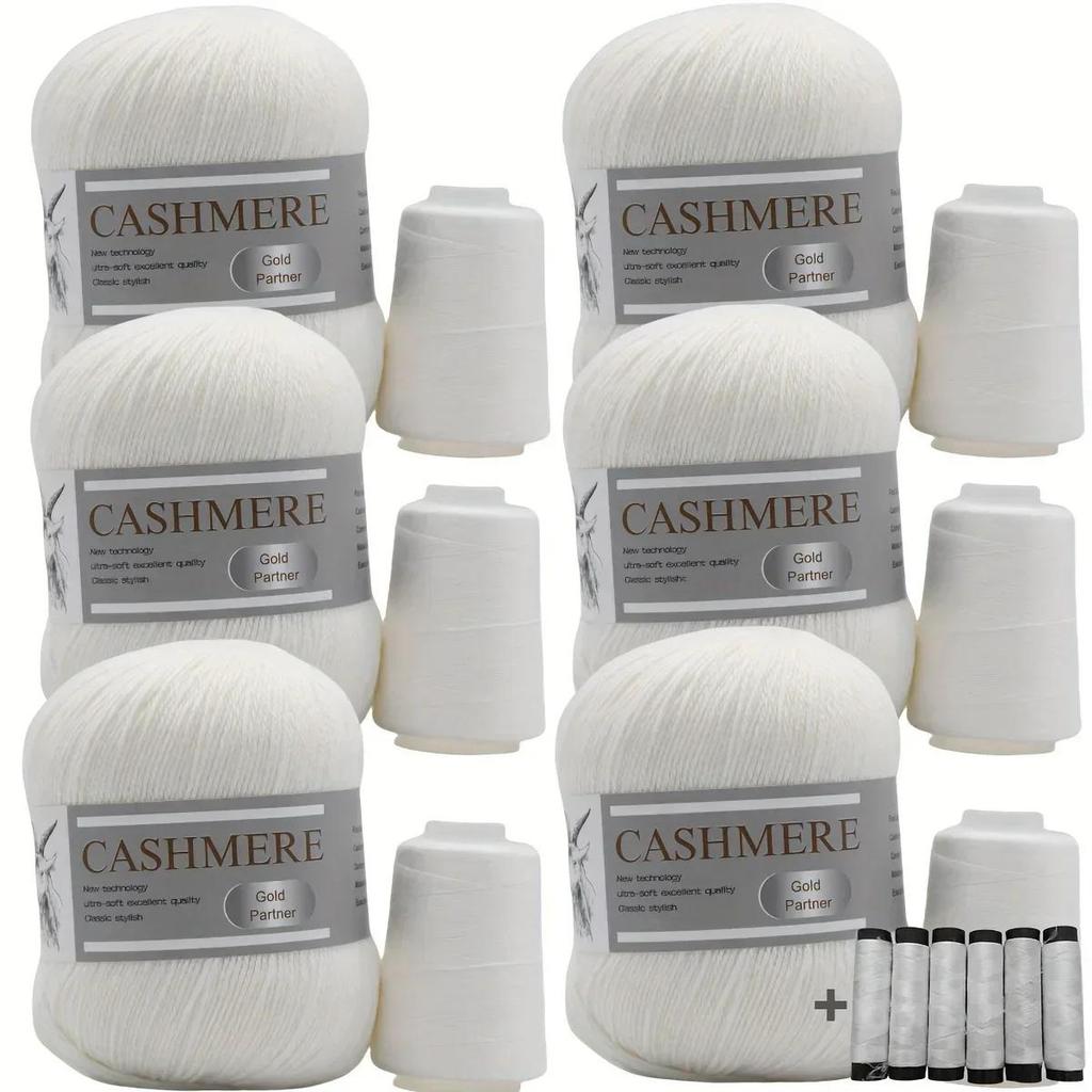 6 Pcs Cashmere Blend Yarn Worsted Weight Bundle for Coats Machine Washable Ultra Soft Knitting Crochet Yarn DIY Crafts