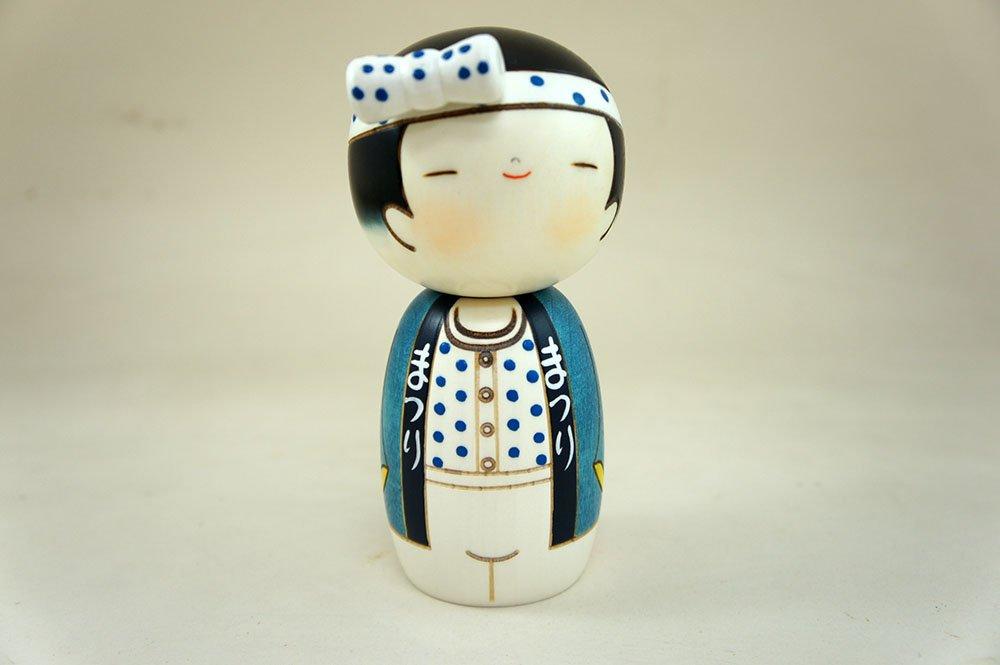 Popular as a souvenir from Japan. [Made in Japan] Folk craft, handcrafted item, Kokeshi doll by Usaburo,  Wasshoi (male)  No. 4-19