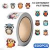 500-Sheet Roll of Cartoon Owl Stickers for Suitcases, Notebooks, and DIY Graffiti.