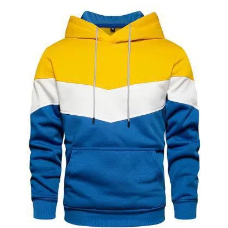 Autumn Winter Blue Sweatshirts Street Casual Vintage Sports Loose Side Seam Pocket Color Blocked Youth Hood All-match Hoodies