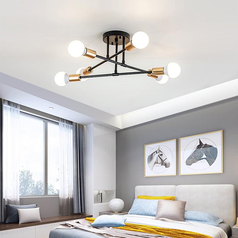 Nordic Industrial Style 6-Head Iron Ceiling Light for Bedroom, Study, or Restaurant