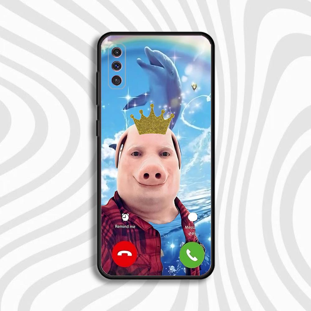 John Pork is Calling Answer Call Phone Case For Samsung S 25,24,23,22,30,21,10,9,Ultra,Plus,Lite,FE,4,5 G Black Soft Case