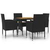 5 Piece Garden Dining Set Poly Rattan Black