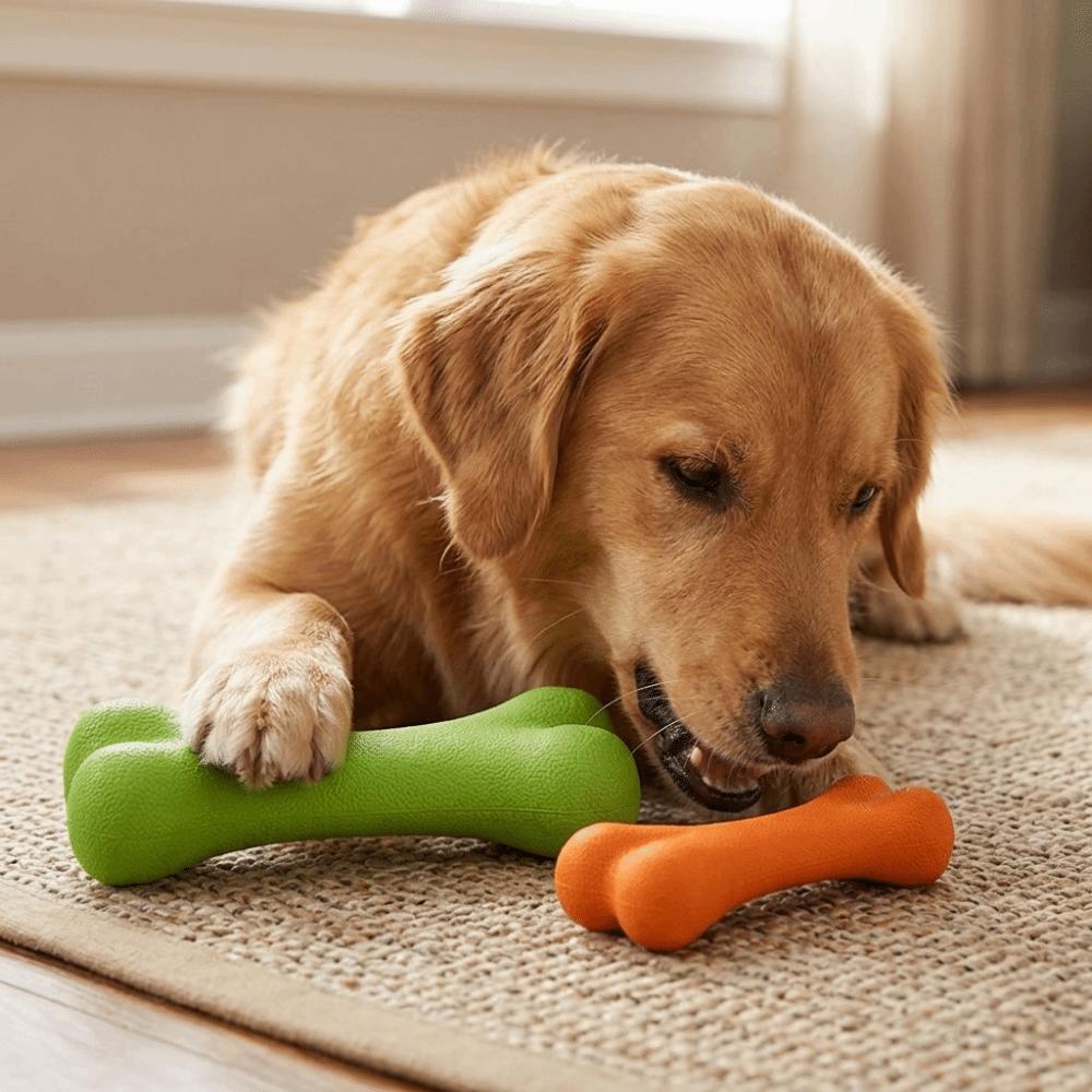 Solide Gummistruktur Knochen Hundespielzeug Abriebfest Leckerli-Spender Spielzeug Alleine Langeweile Vertreiben