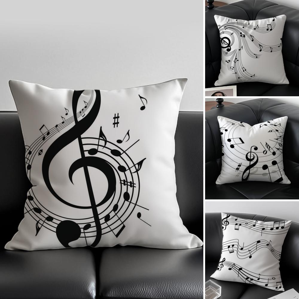 Sheet Music Printing Cushion Cover Pillow Case Soft Friendly Fabric & Concealed Zipper