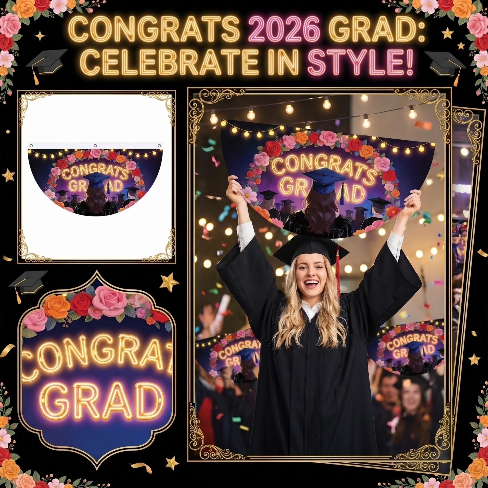 

Graduation Fan Flag 2026 Series Graduation Party Decorative Fan Flag one size