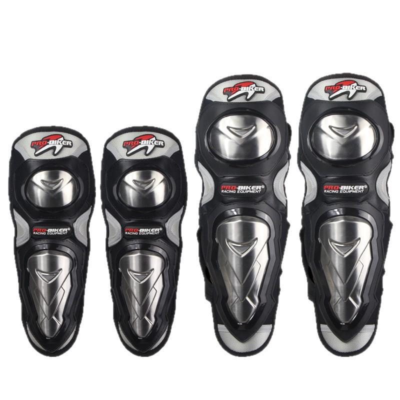 PRO-BIKER Motorcycle Protective Gear Set Stainless Steel Elbow Knee Pads Safety Crash Protection Off-Road Street Riding