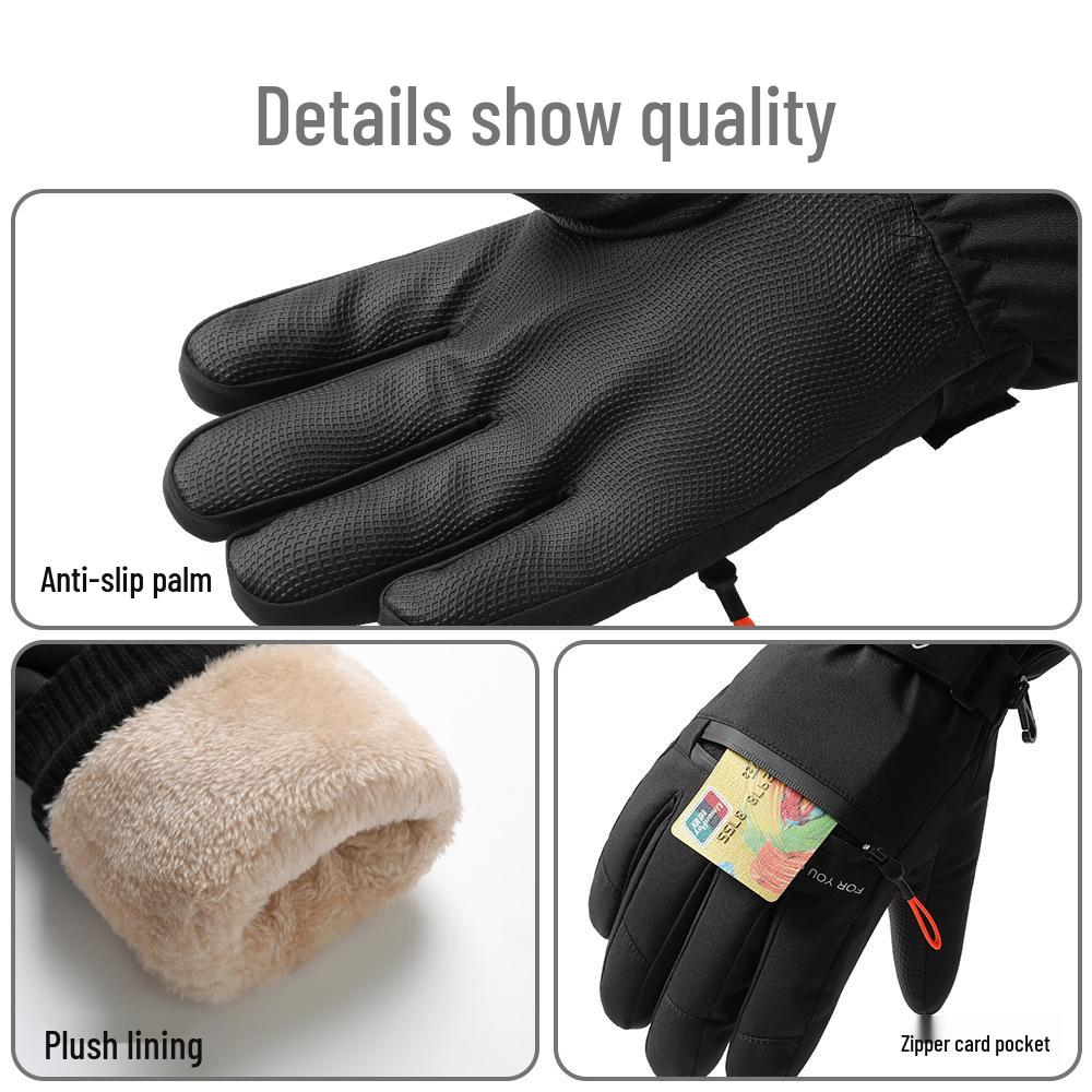 Ski Gloves: Unisex Winter Fleece-Lined, Windproof, Touchscreen, Water-Repellent, Thickened Cycling Cold-Proof