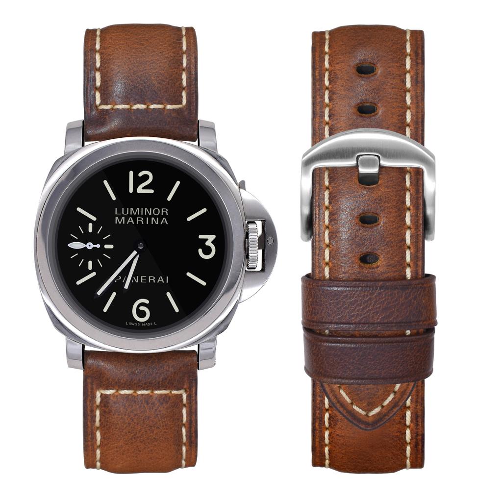 Leather Watch With Oil Wax First Layer Cowhide Bracelet 21 22 24 Retro Buckle Men'S Leather Strap
