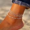 Cubahop 4PCS Boho Ankle Bracelets Silver Pearl Foot Jewelry Summer Beach Accessories for Women Girls