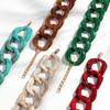 Vintage Square Chain Choker Necklace for Women Punk Fashion Big Resin Leopard Chunky Link Chain Collar Statement Jewelry Bijoux