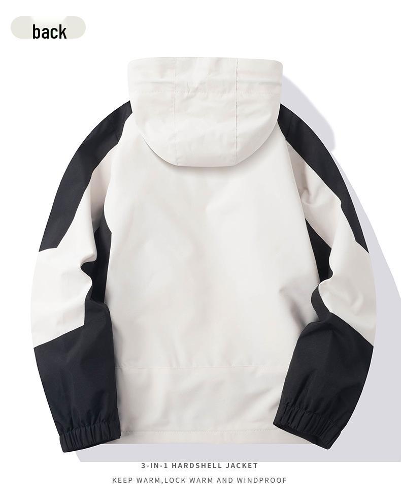 Unisex Větruodolná 3v1 Teplá Bunda Color Block na Podzim a Zimu