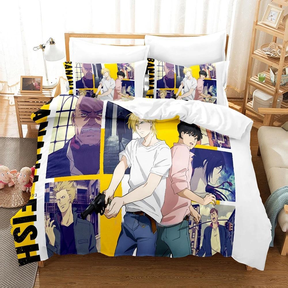 

3d Print Anime Banana Fish Bedding Set Single Twin Full Queen King Size Bed Set Adult Kid Bedroom Duvetcover Sets Home Textile EU single(135x200cm)