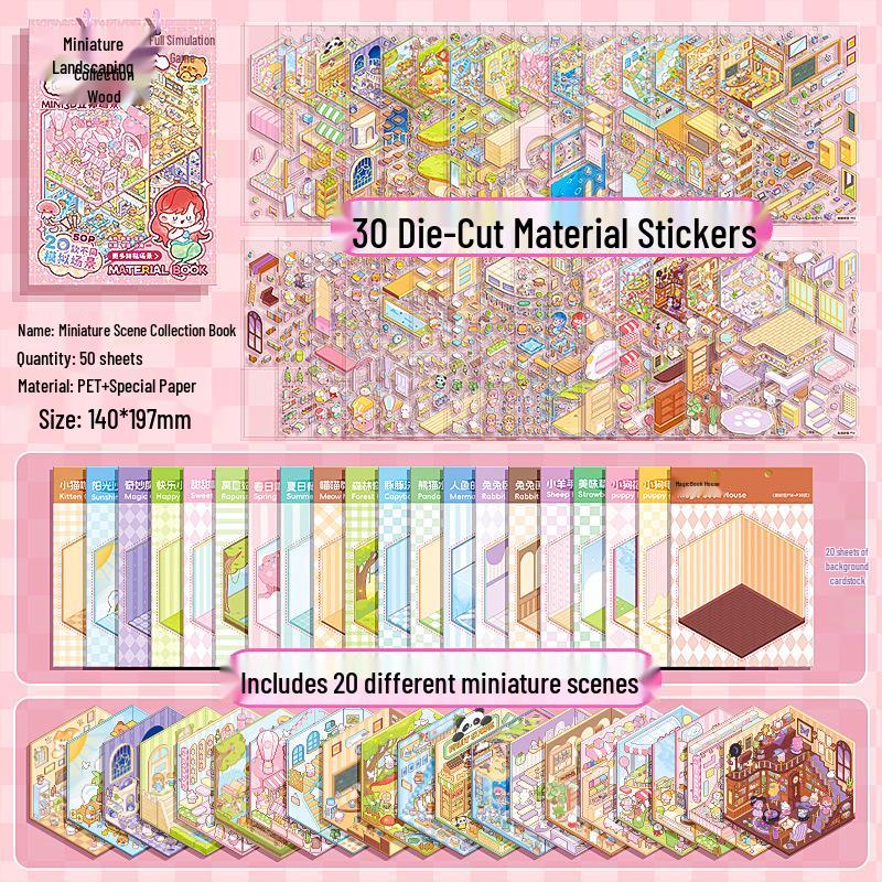 

Креативная 3D книга-наклейка для ландшафтного дизайна: Миниатюрная сцена для коттеджа для DIY коллажа и журнала