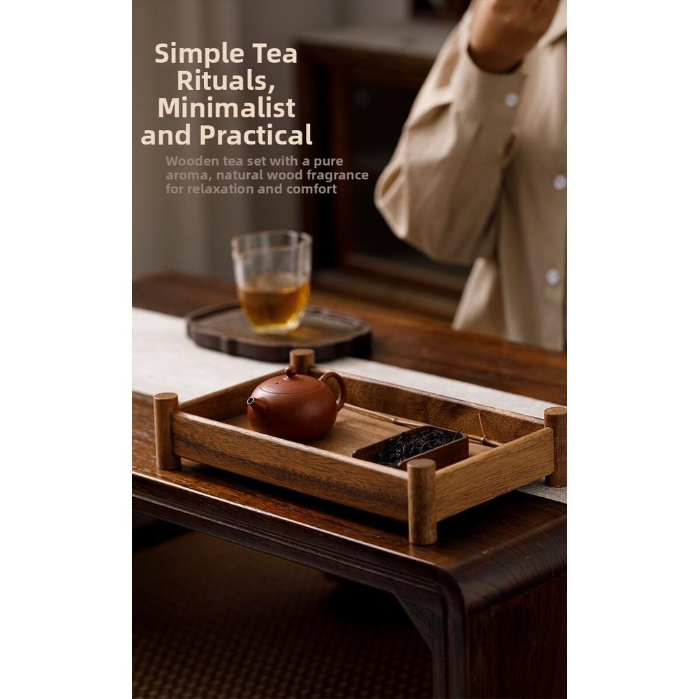 1 Stück Teetablett 3 Größen S/M/L Chinesisches Teetablett Walnussholz Servierplatte Vintage Aufbewahrungsregal Trockener Teetisch Teegeschirr-Zubehör
