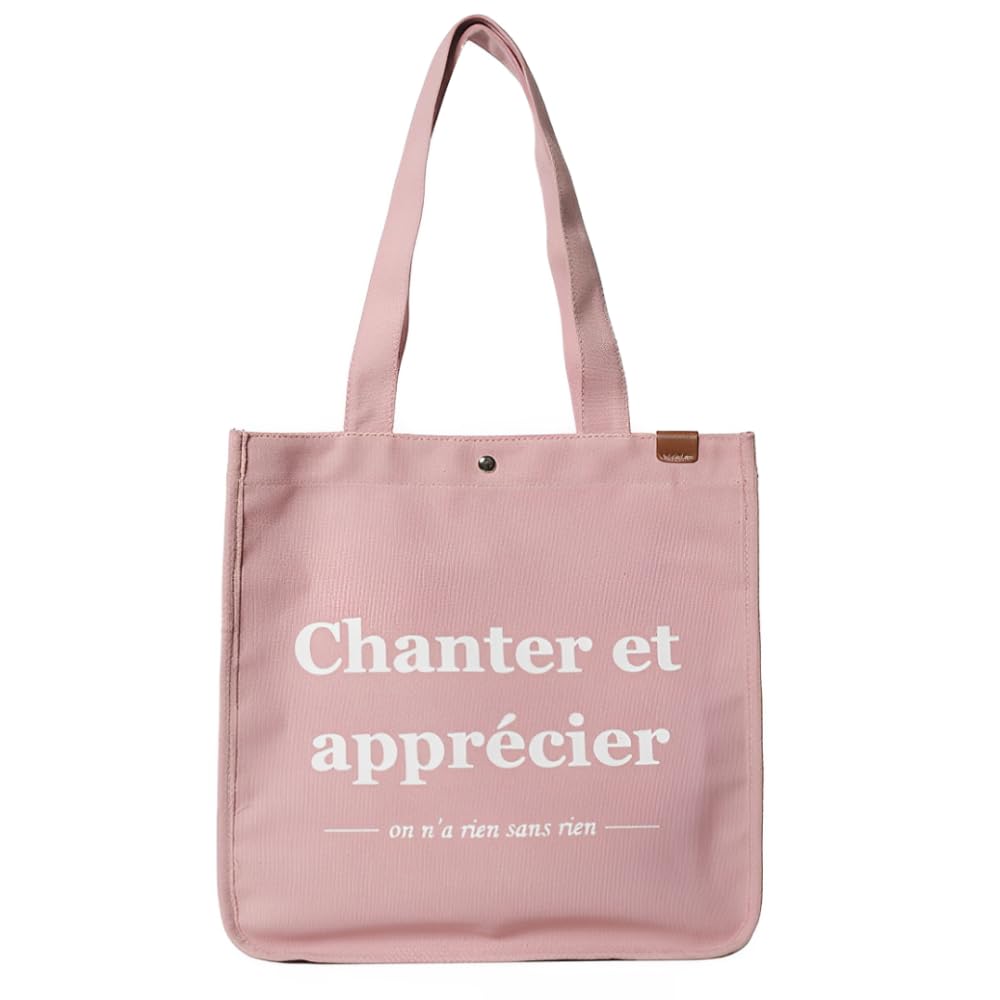 Seizar Canvas Tote Bag, A4 Size, Women s, Cute, Odor-Resistant, Large Capacity, Wide Gusset, Lightweight, Shoulder Strap, Side Pocket, 5 Colors (Pink)
