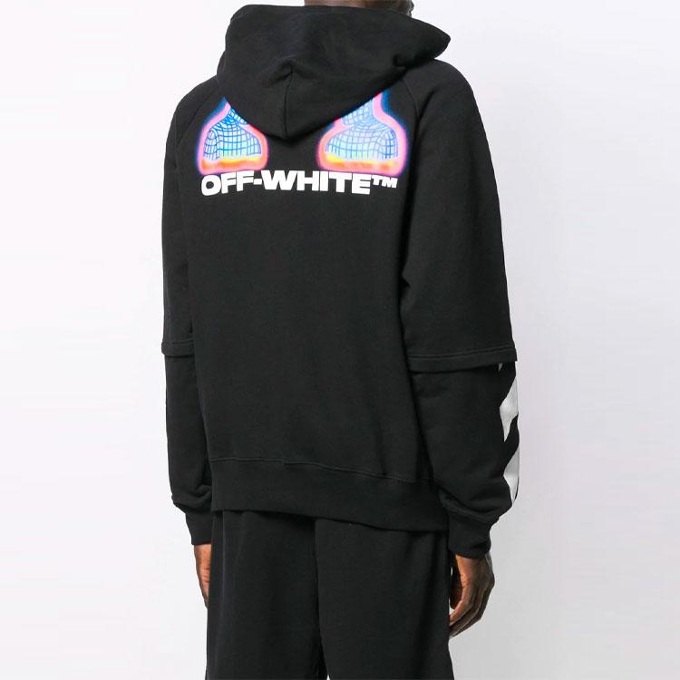 Off-White Thermo Double Sleeve Hoodie Black Men Tops OMBB051E19E300061088