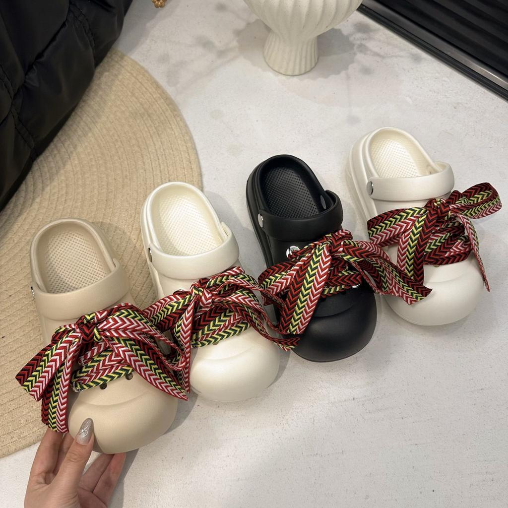 Fashion Non-slip and Versatile Height-increasing Cool Slippers Simple and Breathable Straps Hole Shoes Outer Wear Thick Soles 2025 Summer and 